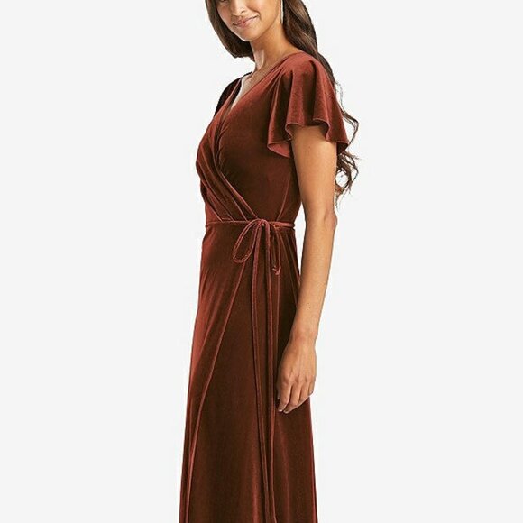 After Six 1538...Velvet Wrap Maxi Dress with Pockets...Auburn Moon...Sz XXL - Picture 5 of 7